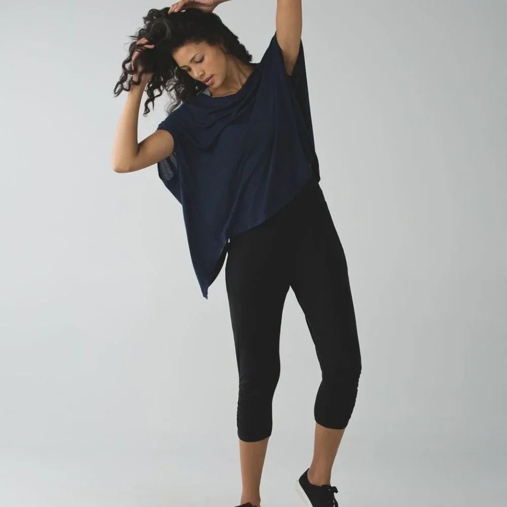 Lululemon Sunset Salutation Cropped leggings loose fit  ruched pockets Black 4 - Picture 16 of 16